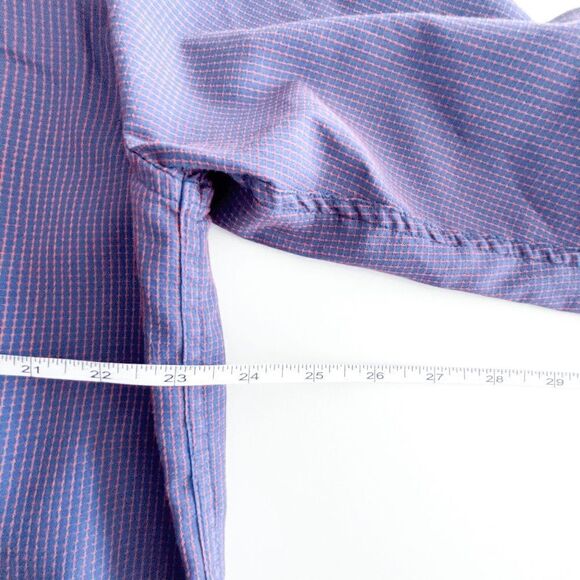 Calvin Klein Jeans Mens Career Shirt Button Down Long Sleeve Micro Dot Blue Red - Picture 6 of 8